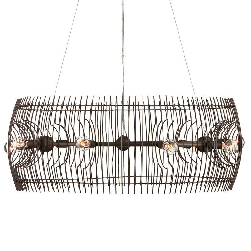 Люстра круглая из тонких прутьев Thin Bronze Rods Темная бронза в Рязани | Loft Concept 