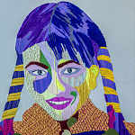 Картина с вышивкой Портрет wall panel People with the yellow ear 3 варинант исполнения - 2 | Loft Concept в Рязани