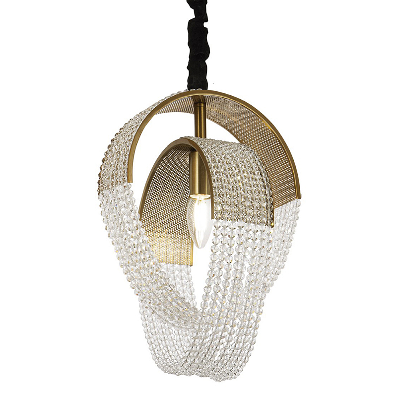 Подвесной светильник с хрустальными подвесками Godard Crystal Ring Hanging Lamp Латунь Прозрачный Черный Подвесной светильник с хрустальными подвесками Godard Crystal Ring Hanging Lamp Латунь Прозрачный Черный в Рязани | Loft Concept