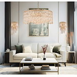 Люстра круглая с хрустальными подвесками на золотистом каркасе Roul Crystal Light варинант исполнения - 11 | Loft Concept в Рязани