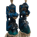 Комплект из 2-х деревянных статуэток Asmat Straw Headdress Statuettes Blue варинант исполнения - 3 | Loft Concept в Рязани