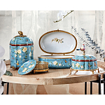 Ваза голубая с крышкой и цветочным узором Genuine Chinese Classics варинант исполнения - 3 | Loft Concept в Рязани