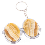 Зеркало брелок карманное двухстороннее из натурального камня Оникс Silver Stone Mirrors варинант исполнения - 2 | Loft Concept в Рязани