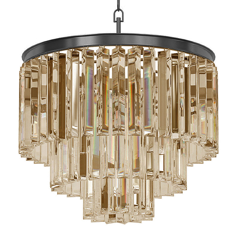 Люстра Odeon Smoke Glass Fringe Chandelier - 3 rings Черный в Рязани | Loft Concept 