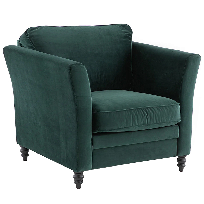 Кресло с обивкой из хлопкового велюра Porter Green Armchair Зеленый Черный Кресло с обивкой из хлопкового велюра Porter Green Armchair Зеленый Черный в Рязани | Loft Concept