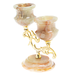 Подсвечник двухрожковый из натурального камня оникс Stone Candlestick варинант исполнения - 2 | Loft Concept в Рязани