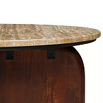 Кофейный столик с круглой столешницей на 2-х массивных деревянных ножках Tandem Travertine and Wood варинант исполнения - 3 | Loft Concept в Рязани