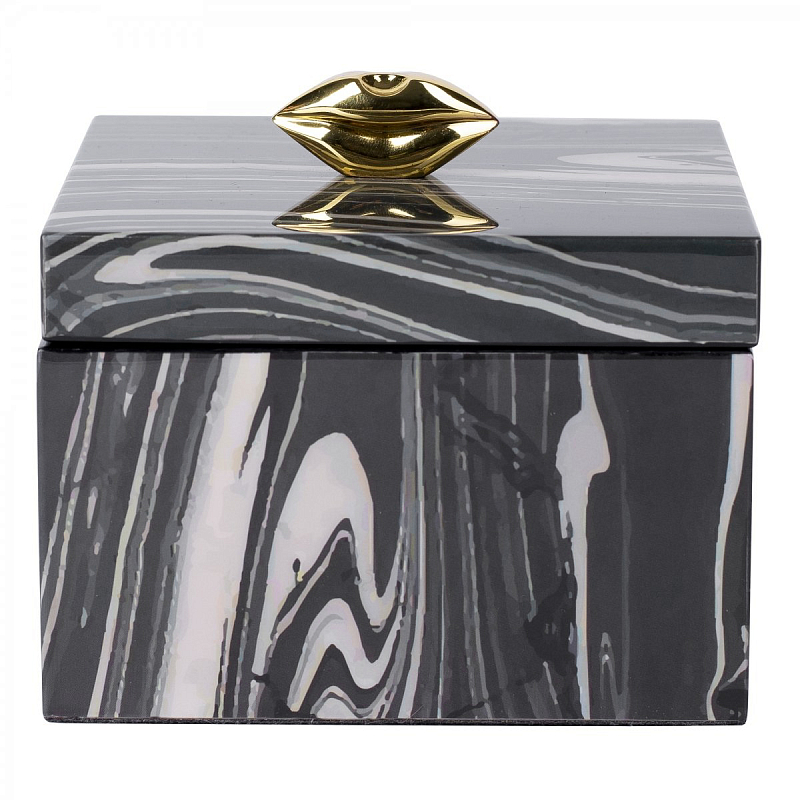 Шкатулка KISS BOX Черный Белый Глянцевое золото Шкатулка KISS BOX Черный Белый Глянцевое золото в Рязани | Loft Concept