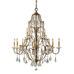 Люстра многоярусная с 12-ю лампами и стеклянными подвесками в классическом стиле Feiss варинант исполнения - 1 | Loft Concept в Рязани