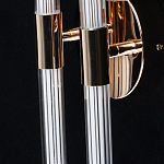 Бра с круглым основанием золотого цвета и двумя вертикальными плафонами Hex Scaffold варинант исполнения - 5 | Loft Concept в Рязани