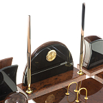 Настольный письменный набор с часами из природного камня обсидиана Oval Office варинант исполнения - 3 | Loft Concept в Рязани