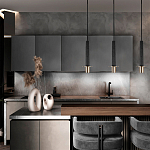 Подвесной светильник с узким цилиндрическим плафоном и золотым металлическим декором Concrete Pipe варинант исполнения - 8 | Loft Concept в Рязани