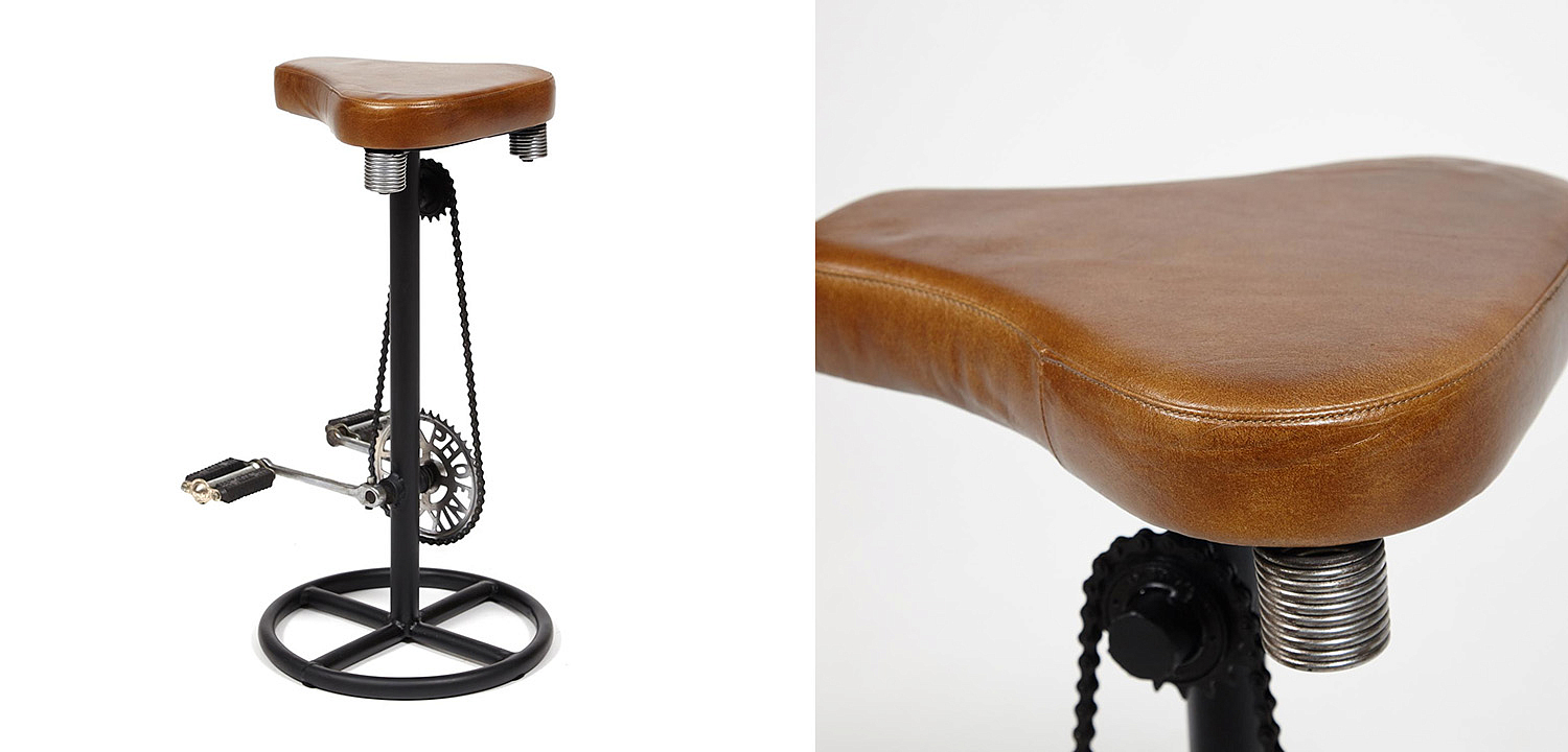 Барный стул с педалями от велосипеда Industrial leather bar stool with bicycle pedals - Loft-Concept в Рязани