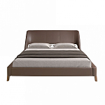 Кровать двуспальная с изголовьем из экокожи шоколадно-коричневого цвета Modern Look варинант исполнения - 4 | Loft Concept в Рязани
