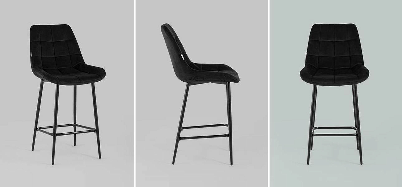 Стул Полубарный NANCY Chair посадка 65 см Черный Велюр Стул Полубарный NANCY Chair посадка 65 см Черный Велюр - Loft-Concept в Рязани