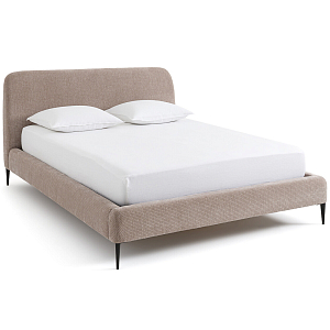 Кровать с обивкой велюр Hazel Velour Beige Bed