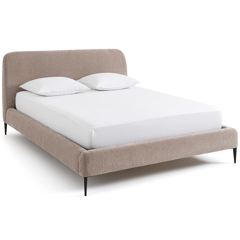 Кровать с обивкой велюр Hazel Velour Beige Bed Бежевый Черный Кровать с обивкой велюр Hazel Velour Beige Bed Бежевый Черный в Рязани | Loft Concept