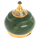 Икорница с крышкой с гравировкой из натурального камня Нефрит Decorative Cavair Dishes варинант исполнения - 1 | Loft Concept в Рязани