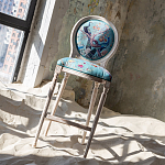 Барный стул из массива бука с изображением птиц и цветов Turquoise Beige Chinoiserie Garden Chair варинант исполнения - 7 | Loft Concept в Рязани