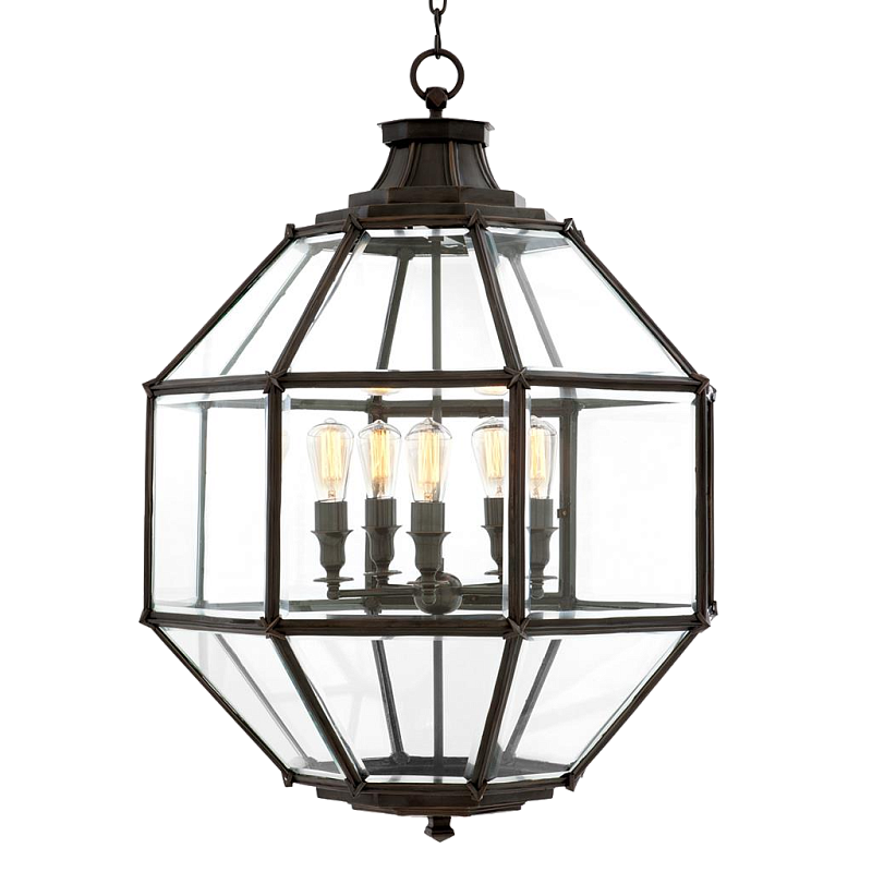 Люстра Lantern Owen Bronze L Темная бронза Прозрачный (Transparent) в Рязани | Loft Concept 
