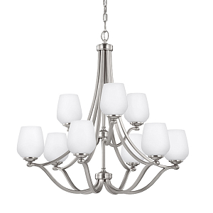 Люстра двухъярусная с белыми матовыми стеклянными плафонами в форме винных бокалов Feiss