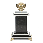 Часы настольные бронзовые с Гербом России из натурального камня Змевик Stone Clock варинант исполнения - 3 | Loft Concept в Рязани