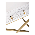 Приставной столик с выдвижным ящиком  White Table Carved Pattern варинант исполнения - 5 | Loft Concept в Рязани