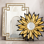 Зеркало-солнце в раме золотого и черного цвета Rays of Peace варинант исполнения - 3 | Loft Concept в Рязани