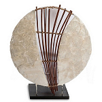 Настольная лампа из перламутра и дерева на подставке Indonesian Shell Sail варинант исполнения - 1 | Loft Concept в Рязани