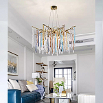 Люстра на подвесе с каркасом из металла и цветными подвесками из стекла Droplet Chandelier варинант исполнения - 1 | Loft Concept в Рязани