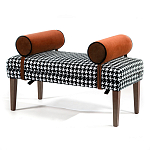 Банкетка Banquette PIED DE POULE Orange с принтом гусиная лапка Оранжевые валики варинант исполнения - 3 | Loft Concept в Рязани