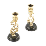 Подсвечники бронзовые на подставке из натурального камня нефрит Stone Candlestick варинант исполнения - 2 | Loft Concept в Рязани