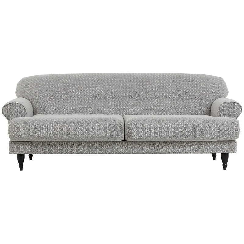 Трехместный диван Garner Grey Ornament Sofa Серый Белый Трехместный диван Garner Grey Ornament Sofa Серый Белый в Рязани | Loft Concept
