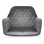 Барный стул со спинкой и подлокотниками на 4-х деревянных ножках Douglas Rhombus Серый Велюр варинант исполнения - 3 | Loft Concept в Рязани