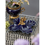 Менажница темно-синяя фарфоровая с бронзовой фигуркой ангела Eden Garden варинант исполнения - 2 | Loft Concept в Рязани
