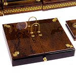 Настольный письменный набор с часами из природного камня обсидиана Royal Set варинант исполнения - 4 | Loft Concept в Рязани