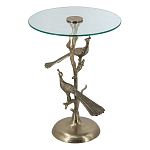 Столик с круглой стеклянной столешницей и корпусом в виде двух павлинов на ветке Table Two Peacocks варинант исполнения - 1 | Loft Concept в Рязани