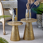 Журнальный столик с конусообразной основой и текстурной поверхностью золотого цвет Ethnic Metal варинант исполнения - 5 | Loft Concept в Рязани