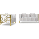 Кресло велюровое серое с фактурным каркасом золотистого цвета Best Traits варинант исполнения - 1 | Loft Concept в Рязани