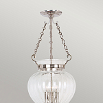Подвесной светильник цвета никель с прозрачным ребристым стеклянным плафоном в классическом стиле Elstead Lighting варинант исполнения - 3 | Loft Concept в Рязани