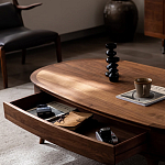 Кофейный стол овальный из дерева с 2-мя ящиками Coffee Walnut Table варинант исполнения - 7 | Loft Concept в Рязани