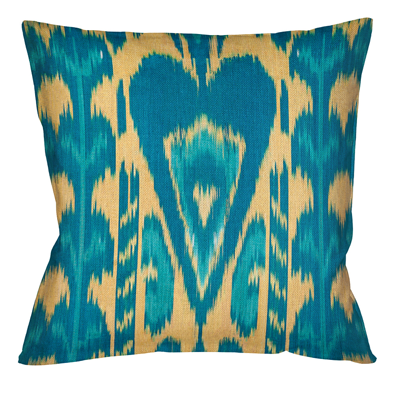 Подушка декоративная бирюзовое сердце Ikat Pattern Бирюзовый Бежевый Подушка декоративная бирюзовое сердце Ikat Pattern Бирюзовый Бежевый в Рязани | Loft Concept