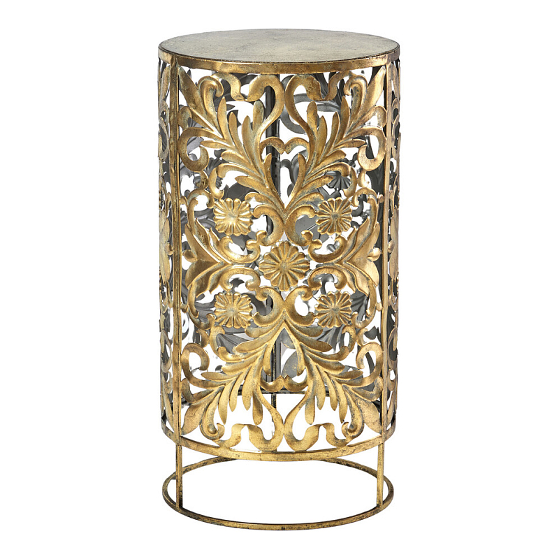 Столик приставной с цветочной резной фактурой Madagascar Золотой в Рязани | Loft Concept 
