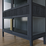 Витрина Primo со стеклянными фасадами и 2 ящиками Черный дуб варинант исполнения - 4 | Loft Concept в Рязани