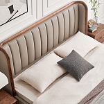 Кровать двуспальная с мягким изголовьем Moon Walnut Bed варинант исполнения - 5 | Loft Concept в Рязани