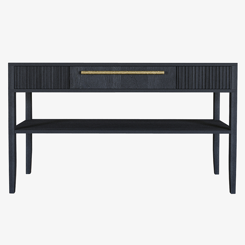 Дизайнерская Консоль с полкой и ящиком Primo Черный дуб Черный Золотой в Рязани | Loft Concept 
