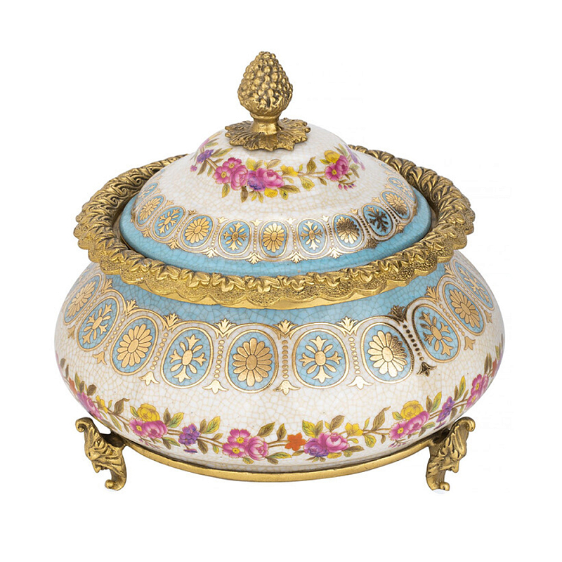 Шкатулка фарфоровая с цветочной росписью Eden Garden Бронза Мульти в Рязани | Loft Concept 