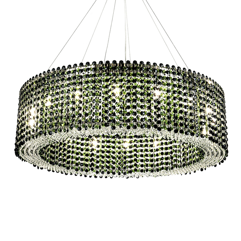 Круглая люстра с хрустальными подвесками Crystal Art Chrome Green Chandelier 12 Хром Зеленый Черный в Рязани | Loft Concept 