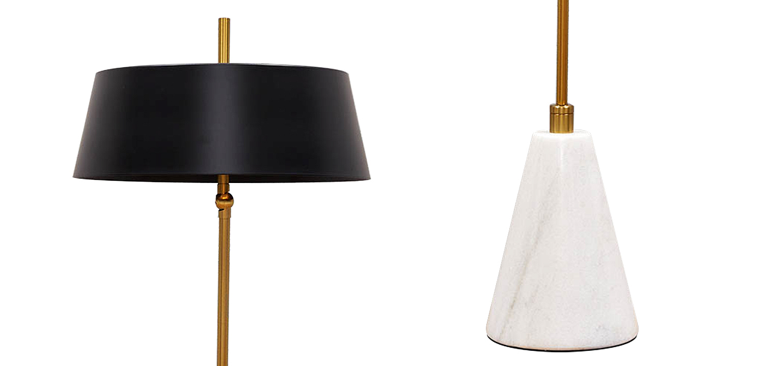 Настольная лампа с черным металлическим абажуром Dominique Table Lamp Настольная лампа с черным металлическим абажуром Dominique Table Lamp - Loft-Concept в Рязани