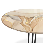 Стол журнальный круглый с бежевой столешницей из стекла Beige Marble варинант исполнения - 3 | Loft Concept в Рязани